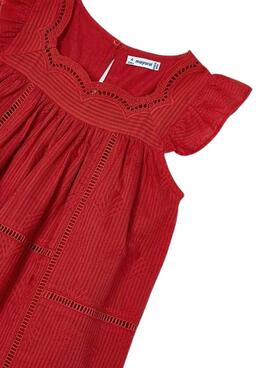 Vestido Mayoral Bordado Rojo Para Niña