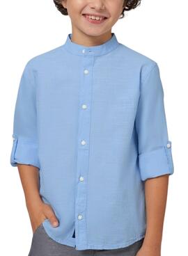 Camisa Mayoral Mao Manga Larga Azul Para Niño