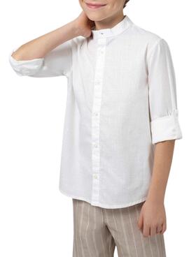 Camisa Mayoral Mao Manga Larga Blanco Para Niño