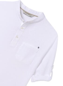 Polo Mayoral Cuello Panadero Blanco Para Niño