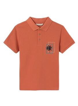 Polo Mayoral Print Tropical Naranja Para Niño