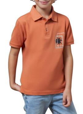 Polo Mayoral Print Tropical Naranja Para Niño