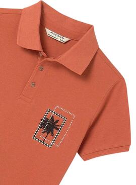 Polo Mayoral Print Tropical Naranja Para Niño