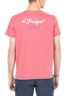 Camiseta El Pulpo Estampado Texto Rojo Rosa