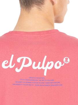 Camiseta El Pulpo Estampado Texto Rojo Rosa