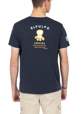 Camiseta El Pulpo Estampado Mensaje Azul Hombre