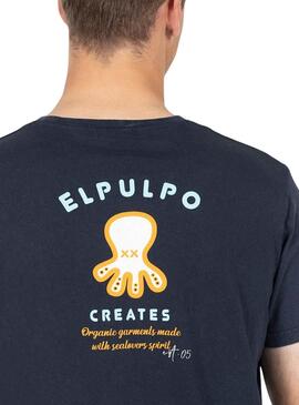 Camiseta El Pulpo Estampado Mensaje Azul Hombre