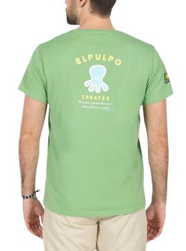 Camiseta El Pulpo Estampado Mensaje Verde Hombre