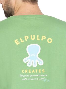 Camiseta El Pulpo Estampado Mensaje Verde Hombre