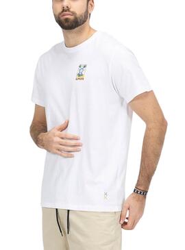 Camiseta El Pulpo Estampado Artístico Blanco Hombr