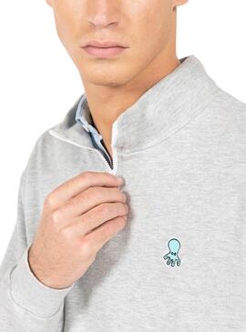 Sudadera El Pulpo Perkins Parche Gris Para Hombre