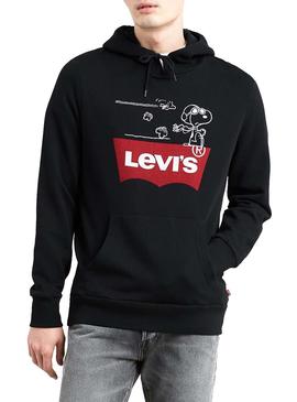 Sudadera Levis Peanuts Hoodie Snoopy Negro Hombre