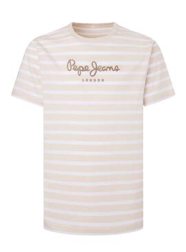 Camiseta Pepe Jeans Striped Eggo Beige para Hombre