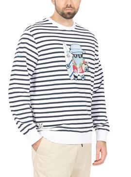 Sudadera El Pulpo Estampado Hawaiano Blanco Hombre