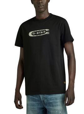 Camiseta G-Star Distressed Old School Negro Hombre