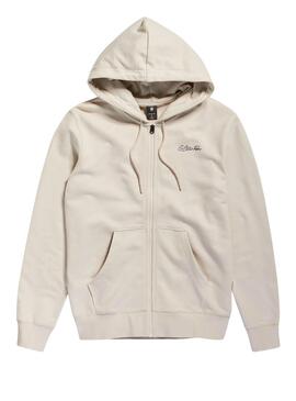 Sudadera G-Star Back Zip Through Beige Para Hombre