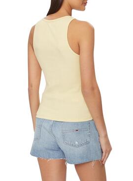 Camiseta Tommy Jeans Essential Rib Amarillo Mujer