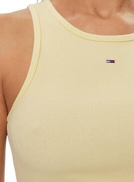 Camiseta Tommy Jeans Essential Rib Amarillo Mujer