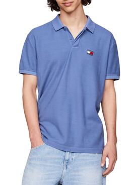 Polo Tommy Jeans Reg Badge Azul Para Hombre