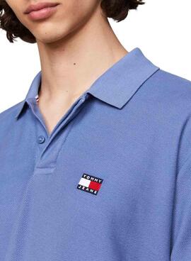 Polo Tommy Jeans Reg Badge Azul Para Hombre