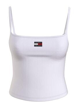 Camiseta Tommy Jeans Badge Rib Blanco Para Mujer