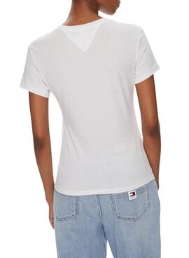 Camiseta Tommy Jeans Slim Logo Blanco Para Mujer