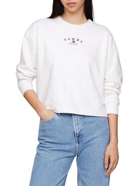 Sudadera Tommy Jeans Essential Logo Blanco Mujer