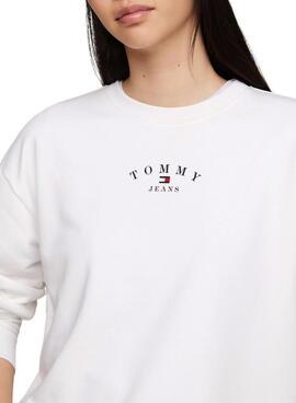 Sudadera Tommy Jeans Essential Logo Blanco Mujer