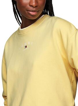 Sudadera Tommy Jeans Essential Logo Amarillo Mujer