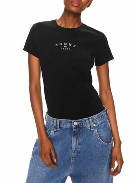 Camiseta Tommy Jeans Slim Essential Negro Mujer