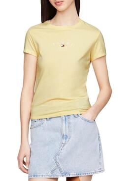 Camiseta Tommy Jeans Slim Essential Amarillo Mujer