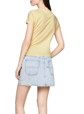 Camiseta Tommy Jeans Slim Essential Amarillo Mujer