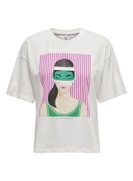 Camiseta Only Wendie Sports Blanco para Mujer