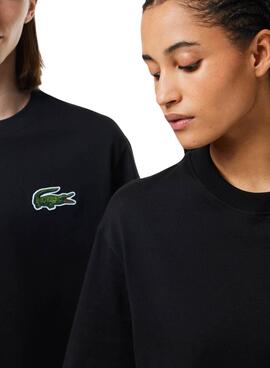 Camiseta Lacoste Unisex Loose Fit Negro Cocodrilo