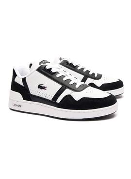 Zapatillas Lacoste T-Clip Piel Blanco Negro Hombre