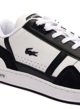 Zapatillas Lacoste T-Clip Piel Blanco Negro Hombre