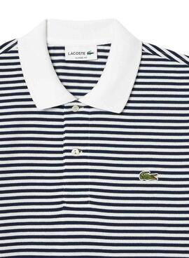 Polo Lacoste L1212 Rayas Marino Para Hombre