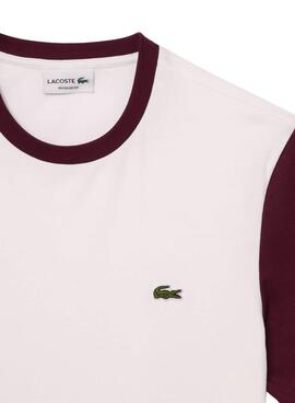 Camiseta Lacoste Color Block Blanco Para Hombre