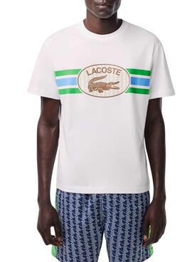 Camiseta Lacoste Monograma Beige Para Hombre