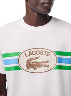 Camiseta Lacoste Monograma Beige Para Hombre