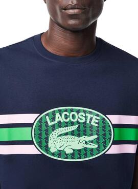 Camiseta Lacoste Monograma Marino Para Hombre