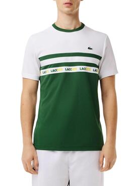 Camiseta Lacoste Tenis Ultra-Dry Colorblock Verde