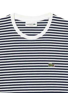 Camiseta Lacoste Rayas Marino Para Hombre