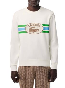 Sudadera Lacoste Monograma Beige Para Hombre