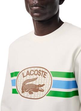 Sudadera Lacoste Monograma Beige Para Hombre