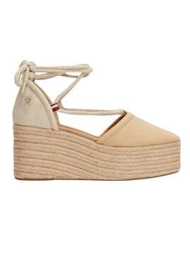 Sandalias Tommy Hilfiger Closed Linen Beige Mujer