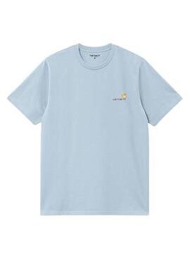 Camiseta Carhartt Script Azul Claro Para Hombre