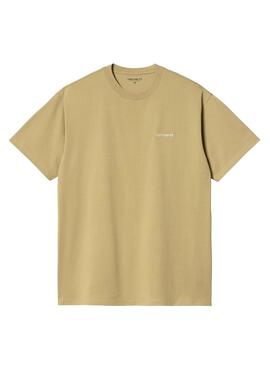 Camiseta Carhartt Script Embroidery Beige Hombre