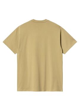 Camiseta Carhartt Script Embroidery Beige Hombre