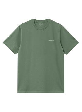 Camiseta Carhartt Script Embroidery Verde Hombre